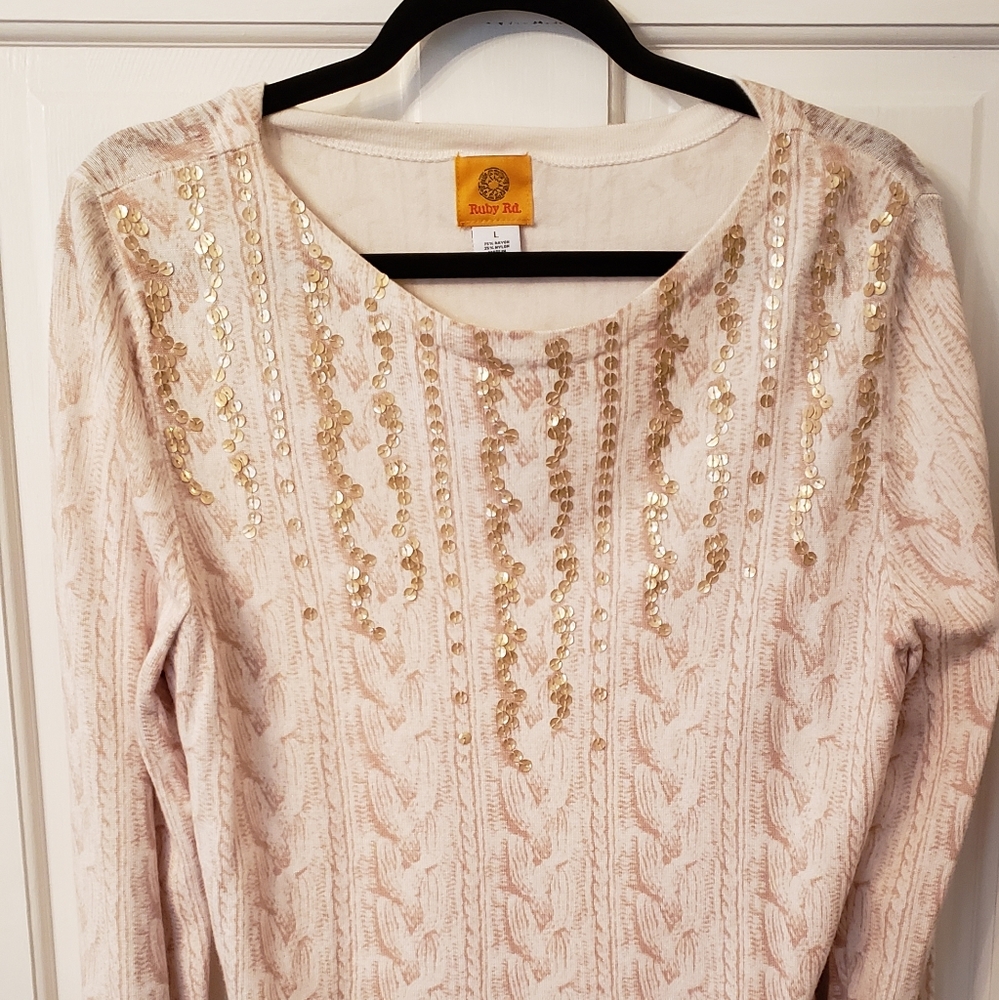 Crean and gold Ruby Road sweater large